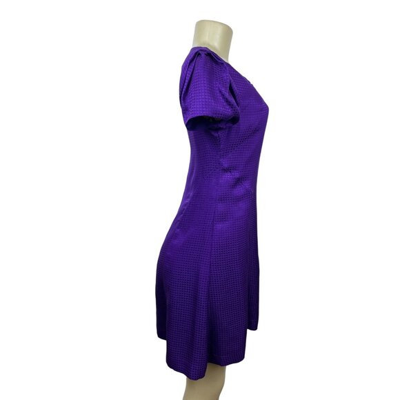 Banana Republic Women’s Purple Puff Sleeve Knee Length A-line Dress Size 0 - Picture 2 of 8